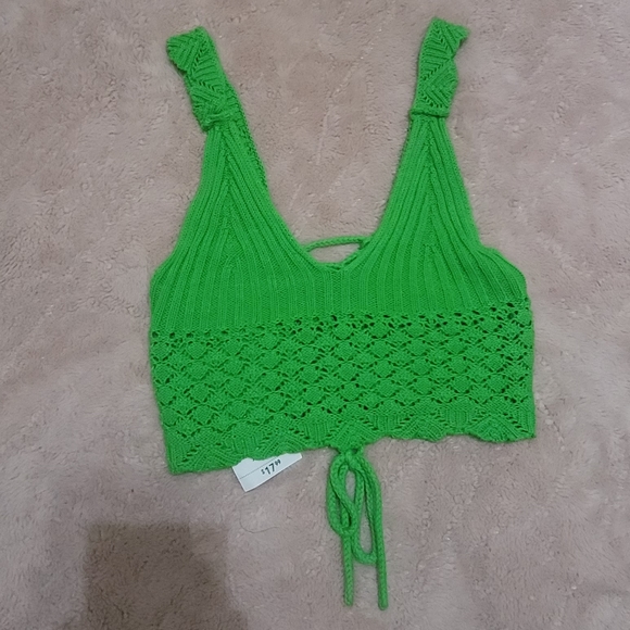 Forever 21 Tops - Crochet Green Crop Top